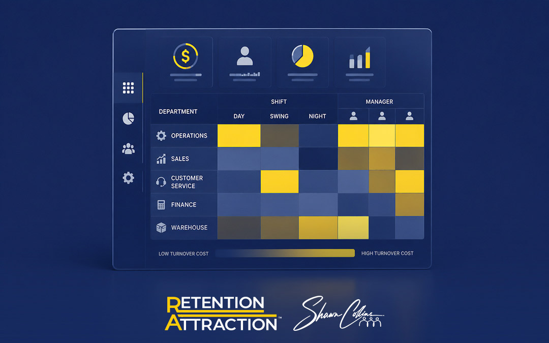 Heatmap dashboard showing turnover concentration by department, shift, and manager.