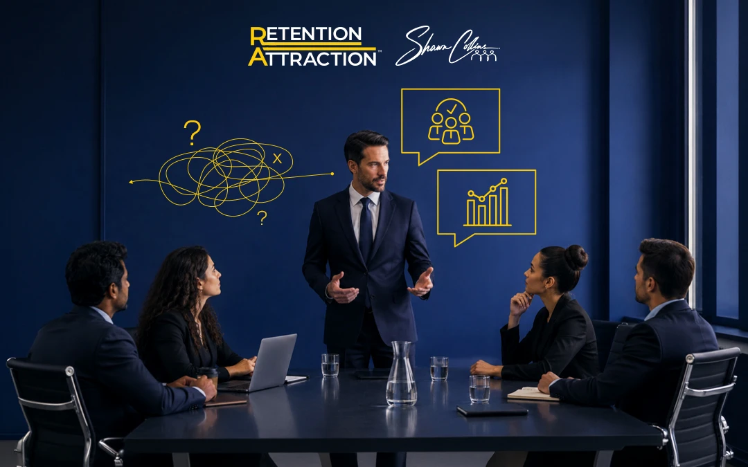 Business leader improving team communication after a Retention = Attraction™ Audit.