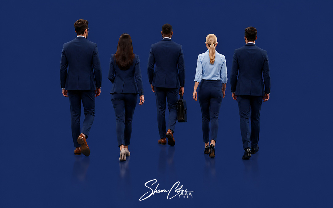 Illustration of team members walking away, symbolizing employee retention challenges