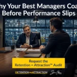 A business leader coaching a manager during a strategic discussion focused on leadership development and employee retention.