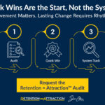 Quick wins can create movement, but lasting employee retention requires shared language and repeatable leadership rhythms.